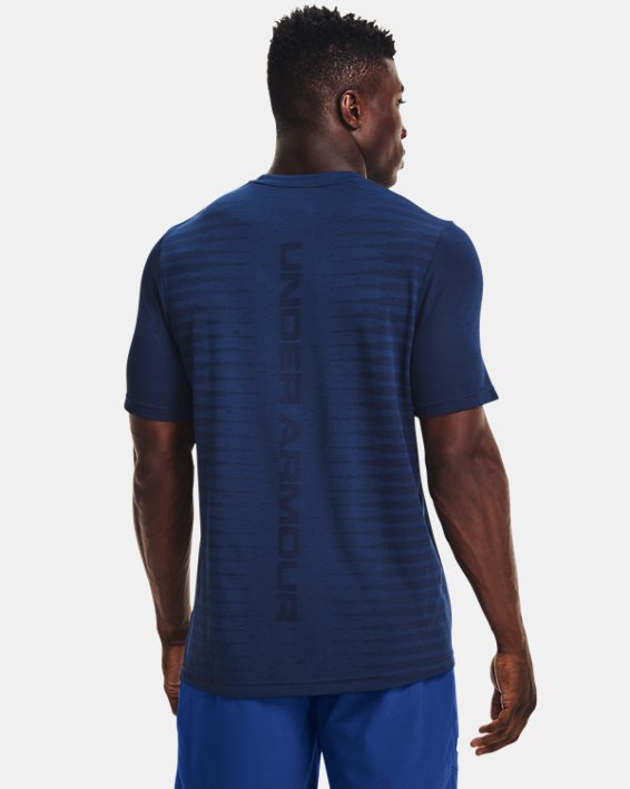 Men's UA Seamless Wordmark Short Sleeve, Blue, pdpMainDesktop image number 1